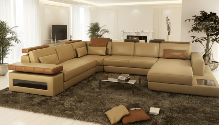 Sofa U-Form Miwwel Luxus Garnitur Sofaen Couch Luxus Designer Lieder Wunnlandschaft