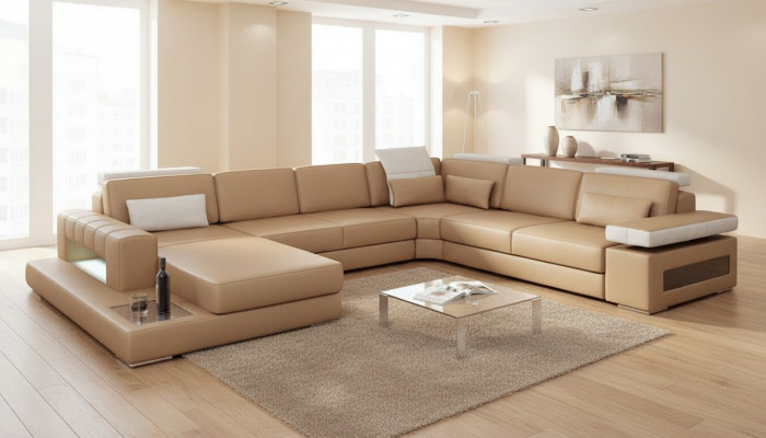 Wunnlandschaft Eckcanapé Couch Hellbrong Lieder Polster Sëtz Eck Canapé U Form Canapéen