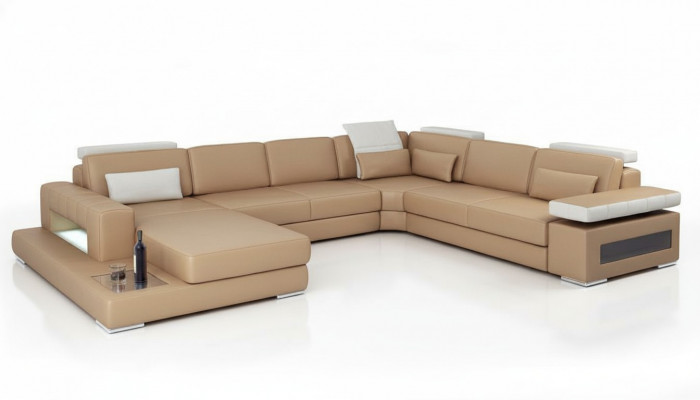 Wunnlandschaft Eckcanapé Couch Hellbrong Lieder Polster Sëtz Eck Canapé U Form Canapéen