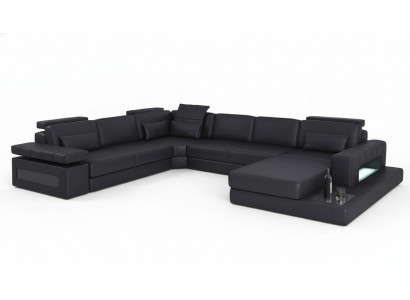 Wunnlandschaft Bettfunktioun Lieder Ecksaddel U-Form Sofa Couch Textil Sofaen Design