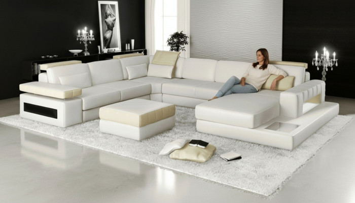 Grouss U-Form Ecksofa Sofa Couch Polster Lieder Textil Stoff Wunnlandschaft