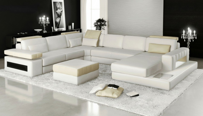 Grouss U-Form Ecksofa Sofa Couch Polster Lieder Textil Stoff Wunnlandschaft