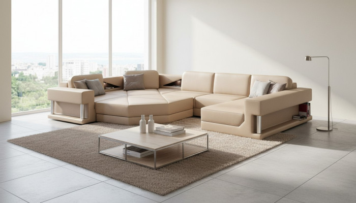 Ecksofa Sofa Couch Polster Garnitur Lieder Sofas Eck Wunnlandschaft U Form XXL