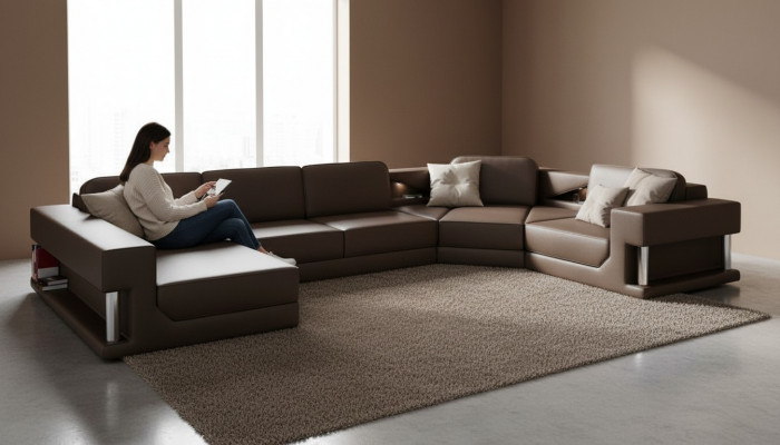 Wunnlandschaft Canapé Polsters Ecksofa Neit Ledersofa Designer Sofa U-Form