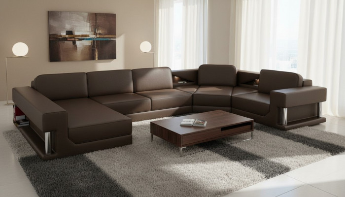 Wunnlandschaft Canapé Polsters Ecksofa Neit Ledersofa Designer Sofa U-Form