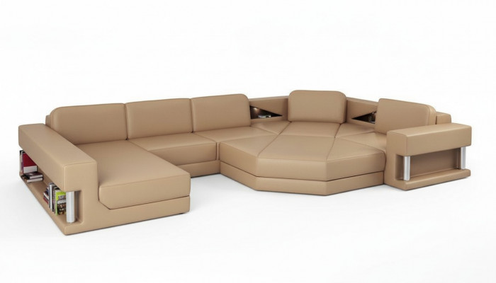 Wunnlandschaft Design Modern Sofa Ecksofa Sofa U-Form Ledersofa Couch Textil Nei