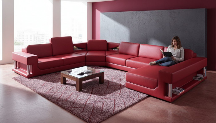 U-Form Sofa Canapé Polstersofa Wunnlandschaft Design Eckssofa Lieder Polster Nei