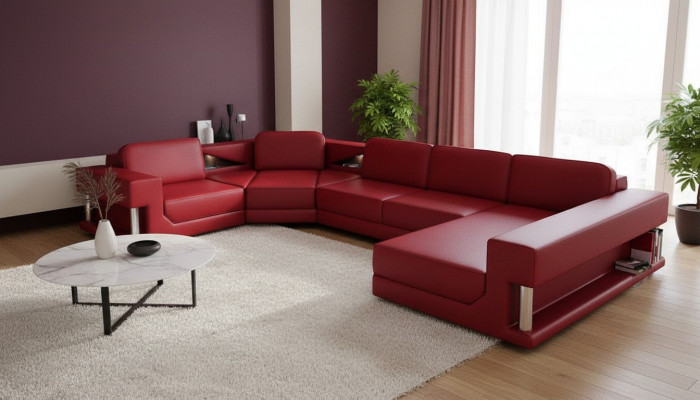 U-Form Sofa Canapé Polstersofa Wunnlandschaft Design Eckssofa Lieder Polster Nei