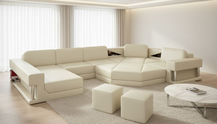 Ecksofa U-Form Couch Wunnlandschaft Sofa Couch Modernen Design Sofa Textil Lieder