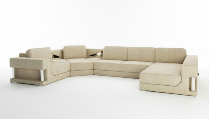Ecksofa Bettfunktion Modern Design Sofa Textilstoff U-Form Canapé Wunnlandschaft