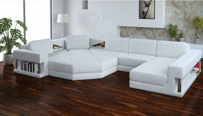 Wunnlandschaft Design Stoff Sofae Bettfunktioun Schlofcouch Ecksofa U Form Sofa