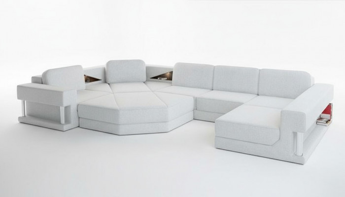 Wunnlandschaft Design Stoff Sofae Bettfunktioun Schlofcouch Ecksofa U Form Sofa