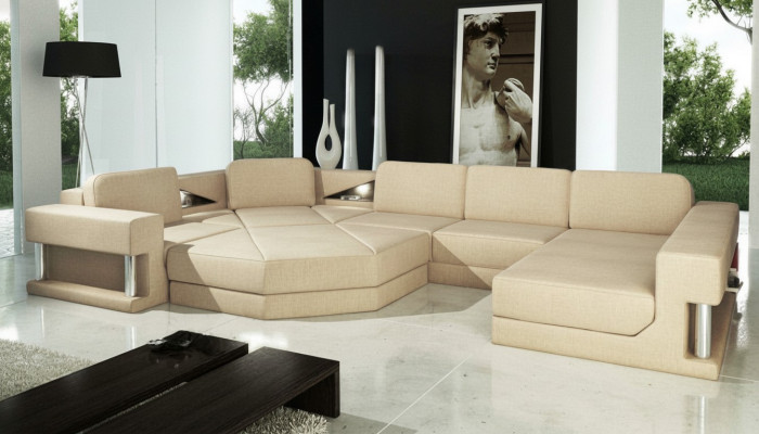 Eckcouch Polster Sitz Stoff Couch Sofas Couchen U-Form Wunnlandschaft Miwwelen Nei