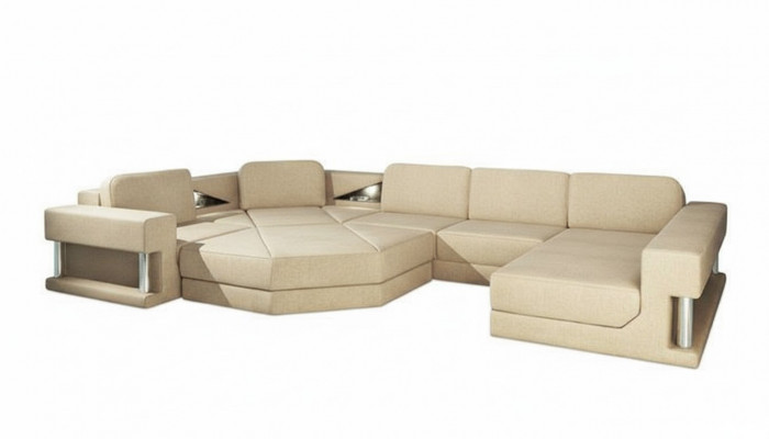 Eckcouch Polster Sitz Stoff Couch Sofas Couchen U-Form Wunnlandschaft Miwwelen Nei