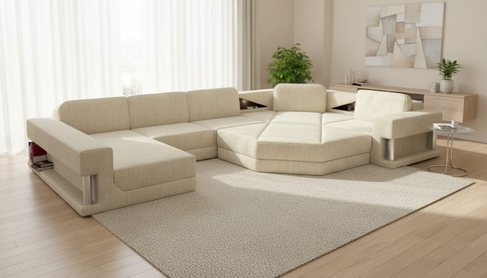 Design Ecksofa Stoff Modern Sofae U-Form Wunnlandschaft Polstereck Miwwelen Neit