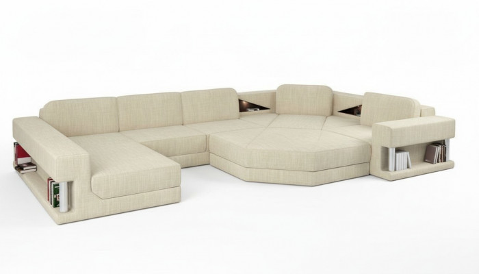 Design Ecksofa Stoff Modern Sofae U-Form Wunnlandschaft Polstereck Miwwelen Neit