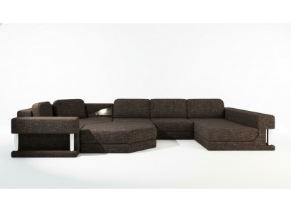 Wunnlandschaft a U-Form Bettfunktioun Textil Stoff Grouss Ecksofa Sofa Polster Couch