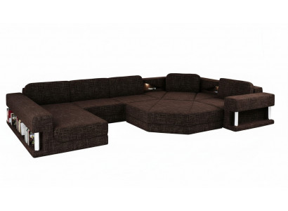 Design Ecksofa U-Form Bettfunktioun Couch Textil Sofas Schlofssofa Lieder Stoff Nei