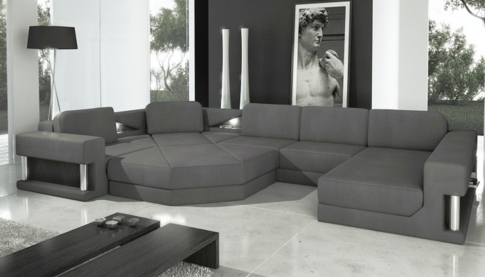 Design Couch Këssen Textil Modern Schlof Schloffunktion Ecksofa U-Form Sofa Stoff