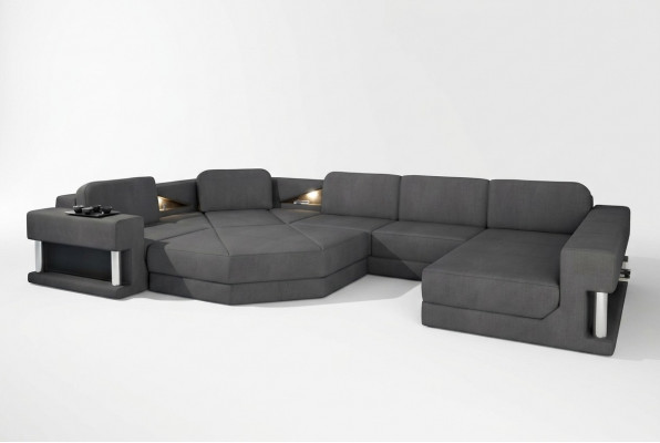 Design Couch Këssen Textil Modern Schlof Schloffunktion Ecksofa U-Form Sofa Stoff