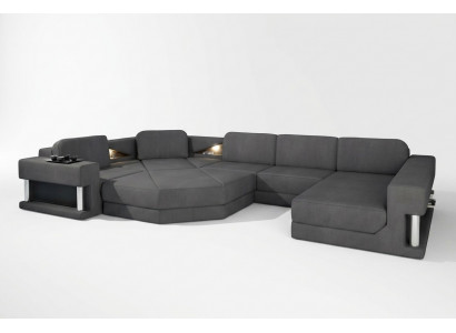 Design Couch Këssen Textil Modern Schlof Schloffunktion Ecksofa U-Form Sofa Stoff