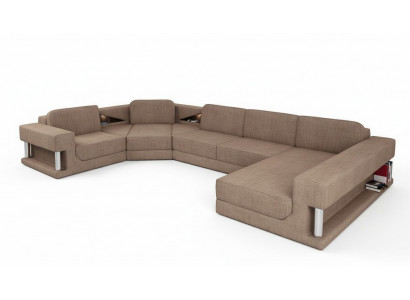 U-Form Bettfunktion Canapé Design Polster Textil Eck Wunnlandschaft Ecksofa Stoff