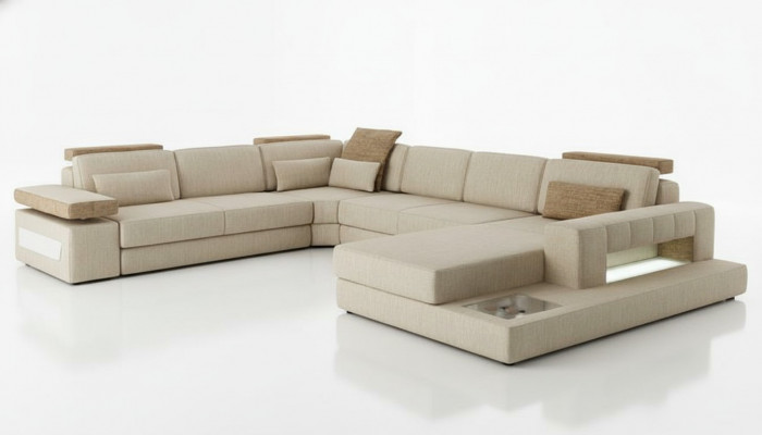 Wunnlandschaft U Form Eckssofa Sofa Canapé Polster Eck Schéinen XXL Stoff