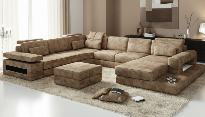Stoff U Form Wunnlandschaft Polster Eckcouch Couch Lieder Sofa Ecksofa Eckcouch