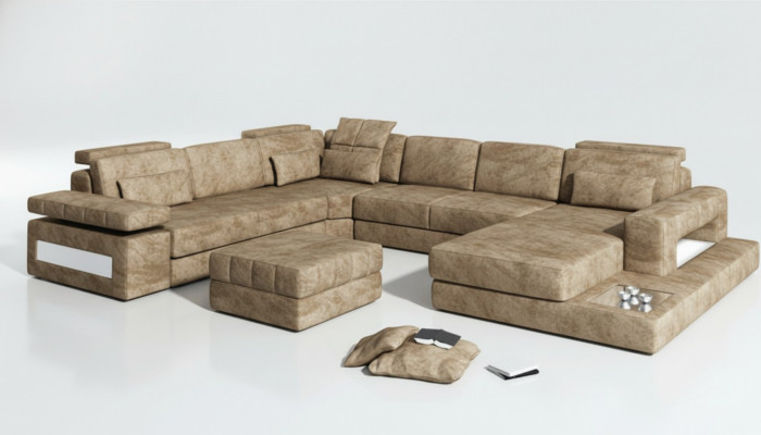 Stoff U Form Wunnlandschaft Polster Eckcouch Couch Lieder Sofa Ecksofa Eckcouch
