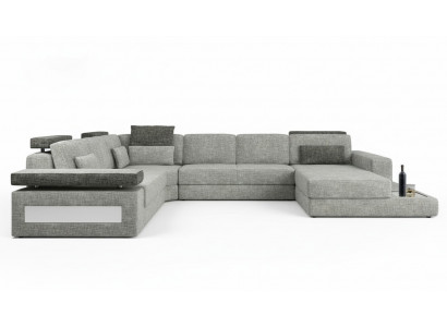 Wunnlandschaft Canapé Eck U Form Sofa Eckcanapé Ecksëtz XXL Stoff Polster