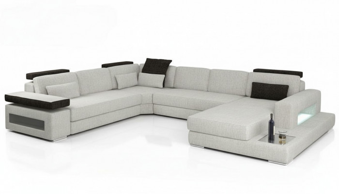Textil-Couch Wohnlandschaft U-Form Design Modern Eck-Sofa Design