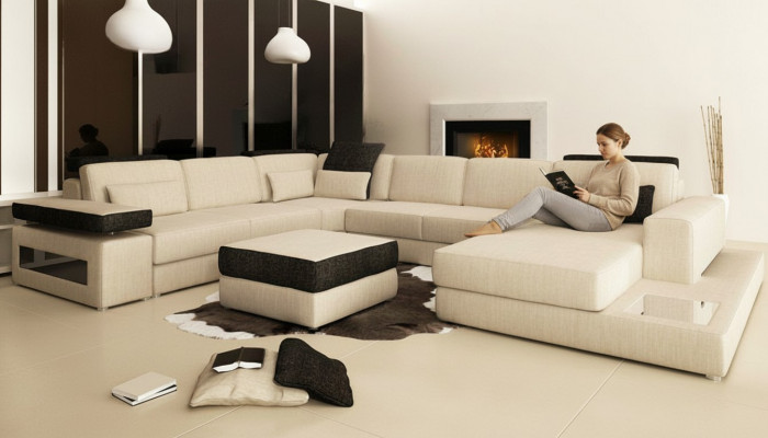 XXL Wunnlandschaft Sofa Canapé Polster Sofa Eck Designer U-Form Ecksofa Nei