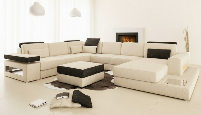 XXL Wunnlandschaft Sofa Canapé Polster Sofa Eck Designer U-Form Ecksofa Nei