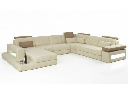 U-Form Bettfunktion Canapé Design Polster Textil Eck Wunnlandschaft Eckséi Stoff