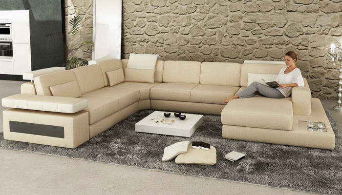 Designer Canapé U Form Ecksofa Polster Canapé Lieder Wunnlandschaft Nei