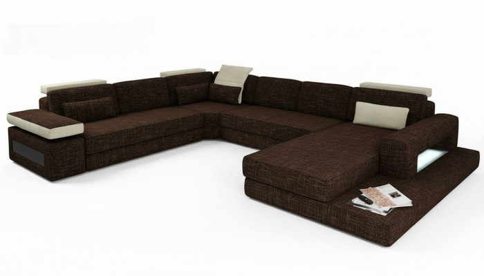 U-Form Canapé Design Polster Eck Modern Sofas Textil Wunnlandschaft Eckcanapé Stoff