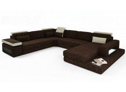 U-Form Canapé Design Polster Eck Modern Sofas Textil Wunnlandschaft Eckcanapé Stoff