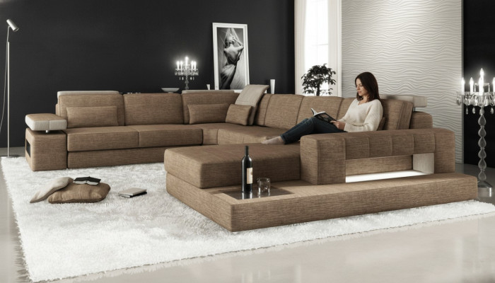 Eck Sofa Canapé Polster Wunnlandschaft U Form Ecksofa Wunnlandschaft Nei
