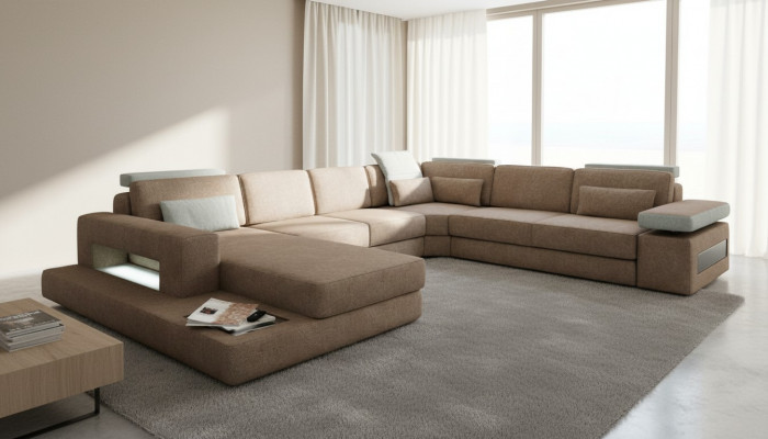 U-Form Polster Canapéen Textil Design Canapé Eckssofa Wunnlandschaft Sofa Nei