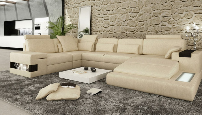 Ecksofa Canapé Këssen Canapéen Nei Eck U Form Canapé Wunnlandschaft Miwwelen Canapéë Nei