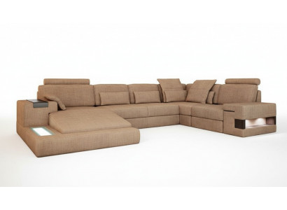 U-Form Polster Couchen Textil Design beliicht Wuohnlandschaft Ecksofa Sofa Couch