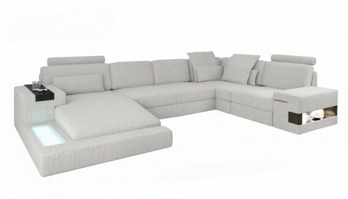 Ecksofa Wunnlandschaft Canapé Couch U Form Polster Canapéë Stoff Design Miwwelen Nei