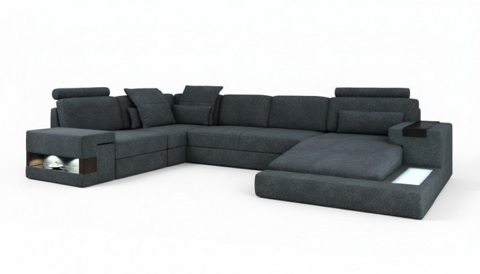 Ronnen Eck Sofa Këssen XXL Grouss U-Form Canapéen Wunnlandschaft U Form Sofae Neit