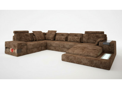 Eckcouch U-Form Canapé Design Canapé Textil Wunnlandschaft Bettfunktioun Stoff