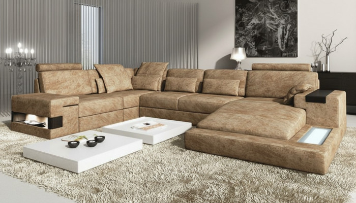 Eckcouch a Form vum U Couch Polstersofa Couch Sofazen Couchen Eckcouch Design Miwwelen Nei
