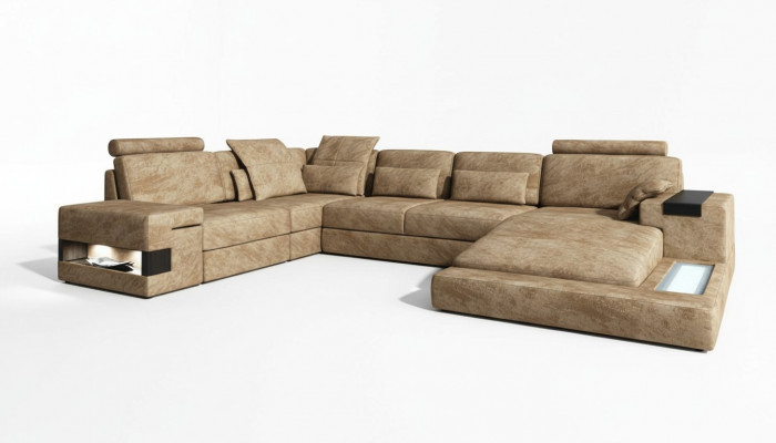 Eckcouch a Form vum U Couch Polstersofa Couch Sofazen Couchen Eckcouch Design Miwwelen Nei