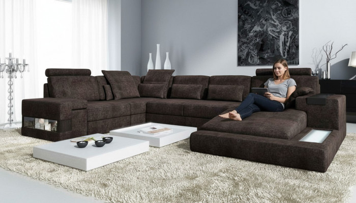 Textilsofa Ecksofa U-Form Modern Sofa Liedersefa Ecksofa Gepolstert Wunnen Landschaft