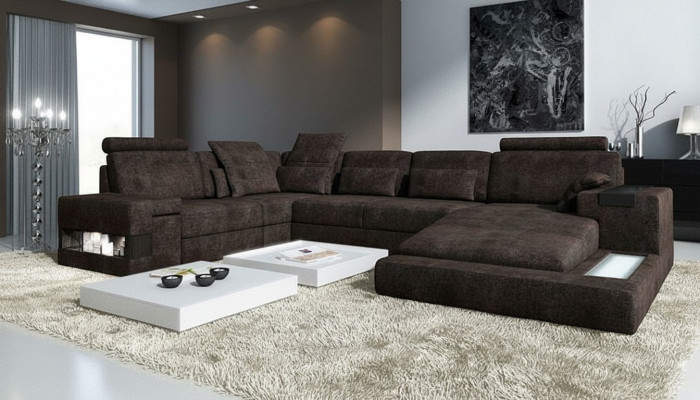 Textilsofa Ecksofa U-Form Modern Sofa Liedersefa Ecksofa Gepolstert Wunnen Landschaft
