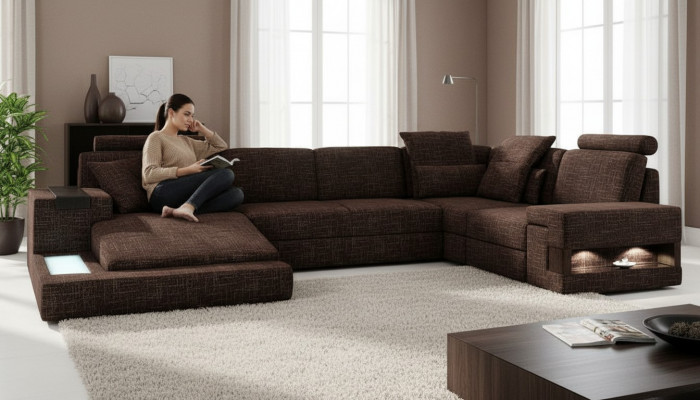 Eckcanapé U-Form Modernt Canapé Liederencanapé Eckcanapé Polster Stoff Textil Design Canapé