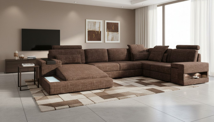 Eckcanapé U-Form Modernt Canapé Liederencanapé Eckcanapé Polster Stoff Textil Design Canapé